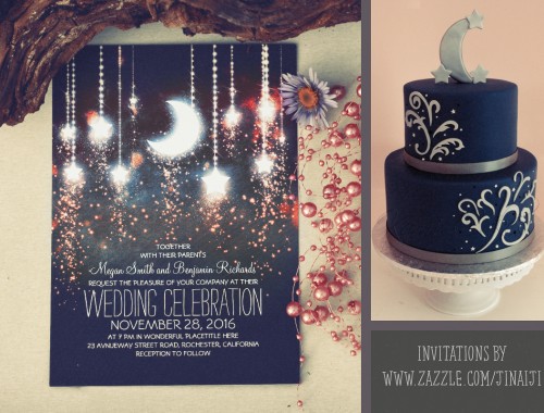 moon and stars wedding invitations