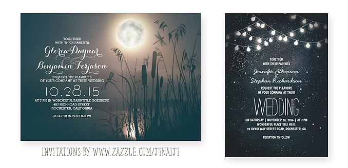 night moon stars wedding invitations
