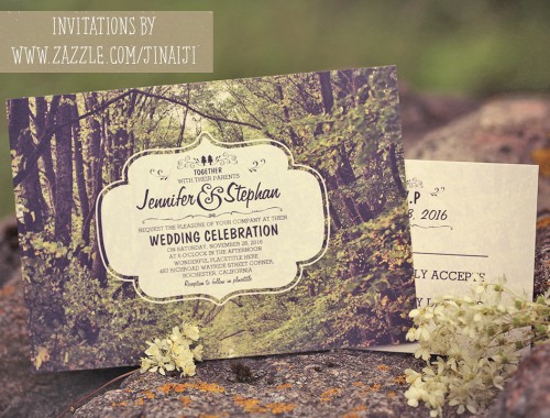trees path wedding invitation