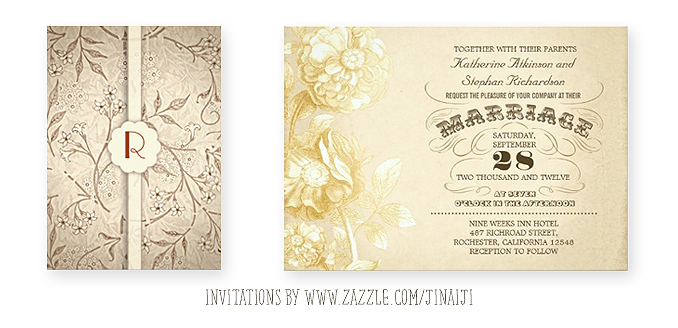 vintage floral wedding invites