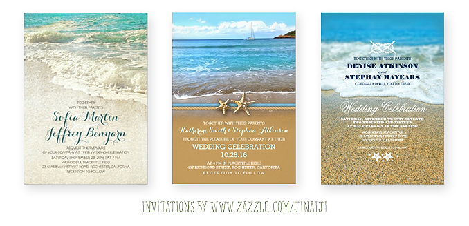 beach wedding invitations with seascape