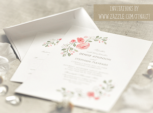floral romantic watercolor wedding invite