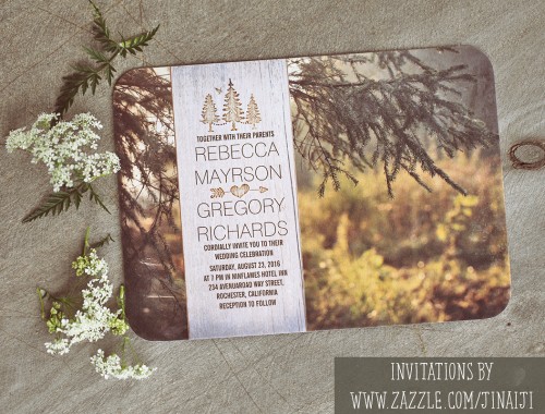 forest wedding invitations with wood