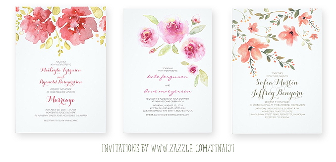 watercolor flowers invitations designs