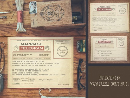 vintage telegram wedding invitations